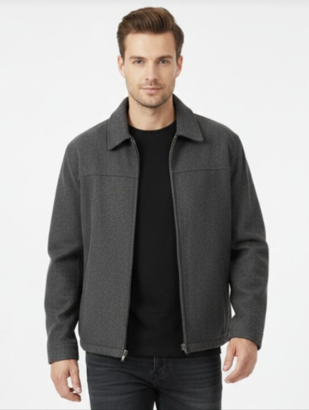 OLD NAVY! RICH CHARCOAL GRAY RECYCLED WOOL BOMBER LENGTH COAT, JACKET! SZ XXL